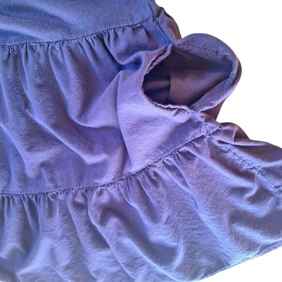 Old Navy Mini Dress M Purple Smocked Tiered Long Sleeve Boho Cotton Blend Pocket - Picture 10 of 15